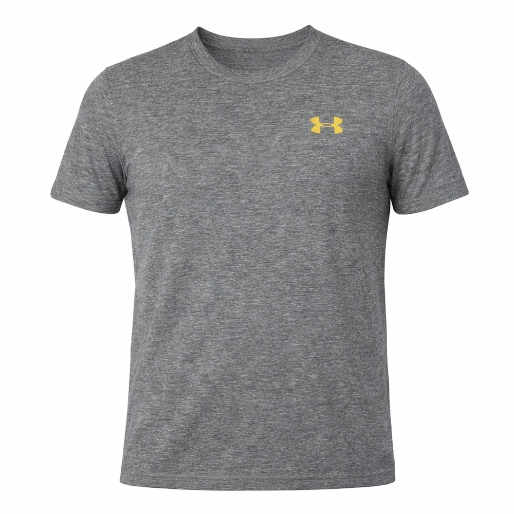Under Armour Youth Large Gray HeatGear Short Sleeve‎ T-Shirt Yellow Logo